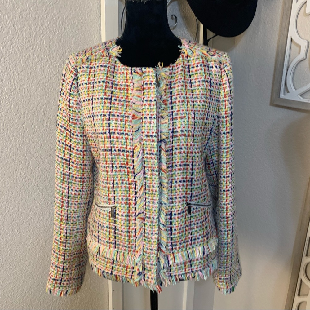 Halogen Multiple Colored Tweed /Weave With Fringe… - image 1